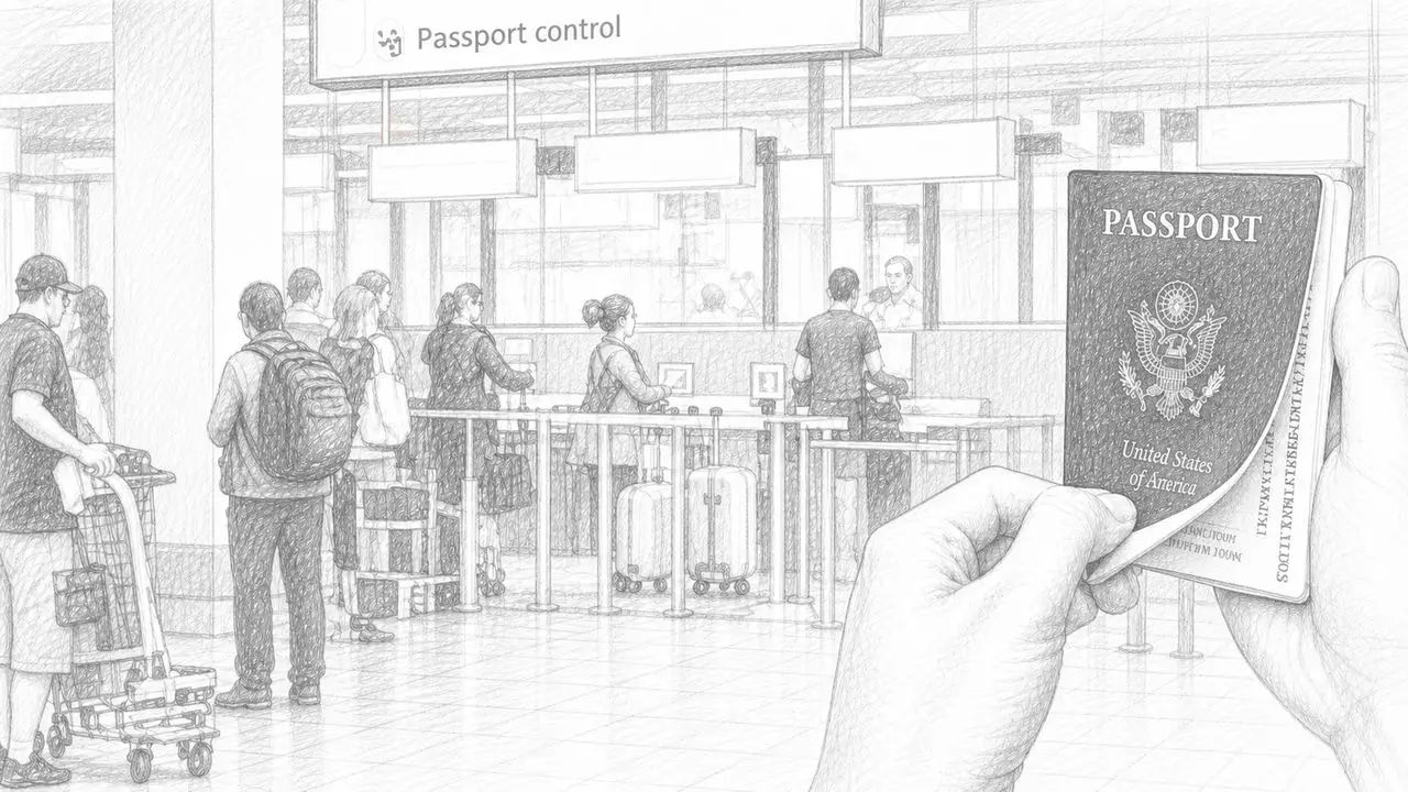 공항 출발 게이트에서의 여행객들